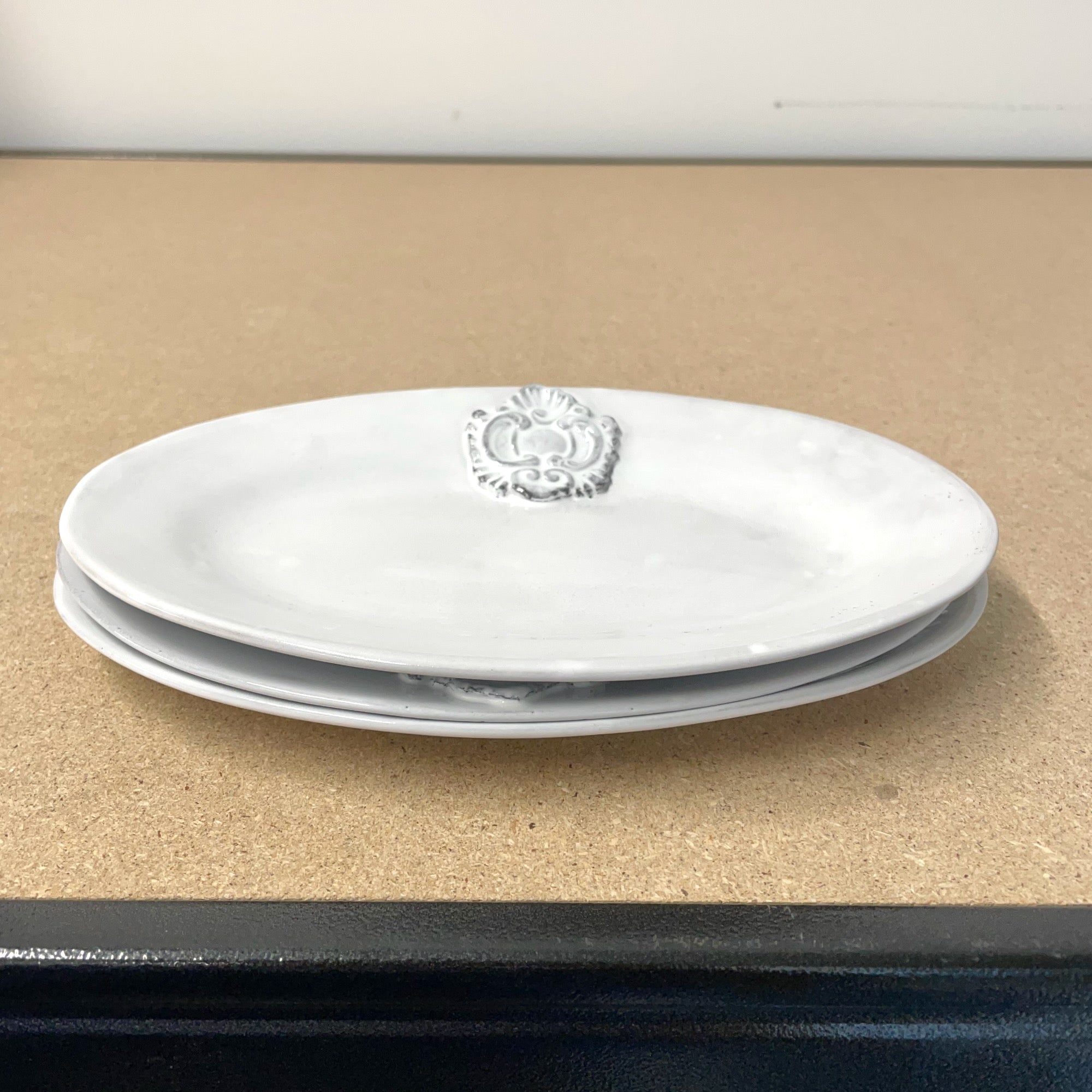 Charles white ceramic oval platter | Handmade French ceramic