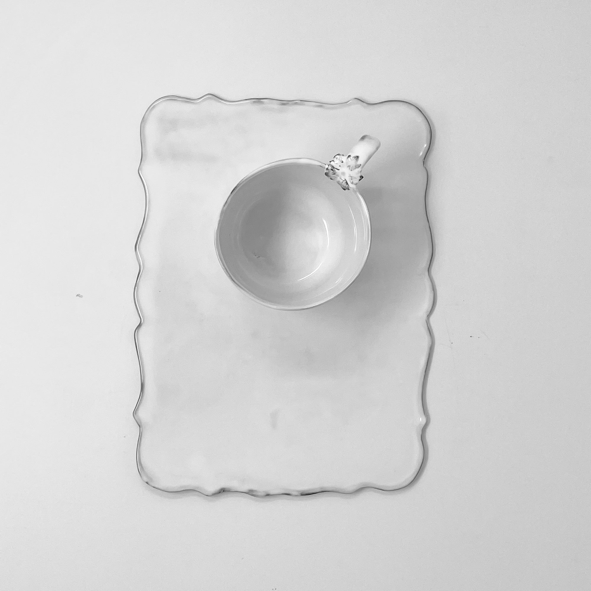 Small mug and rectangular saucer