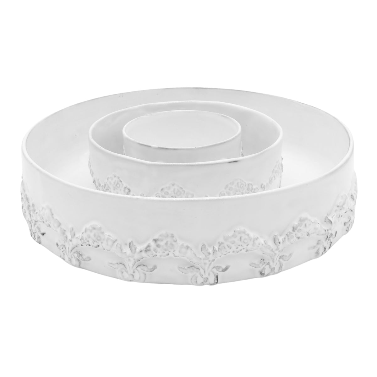 Couronne chiseled serving platter | Handmade French ceramic 