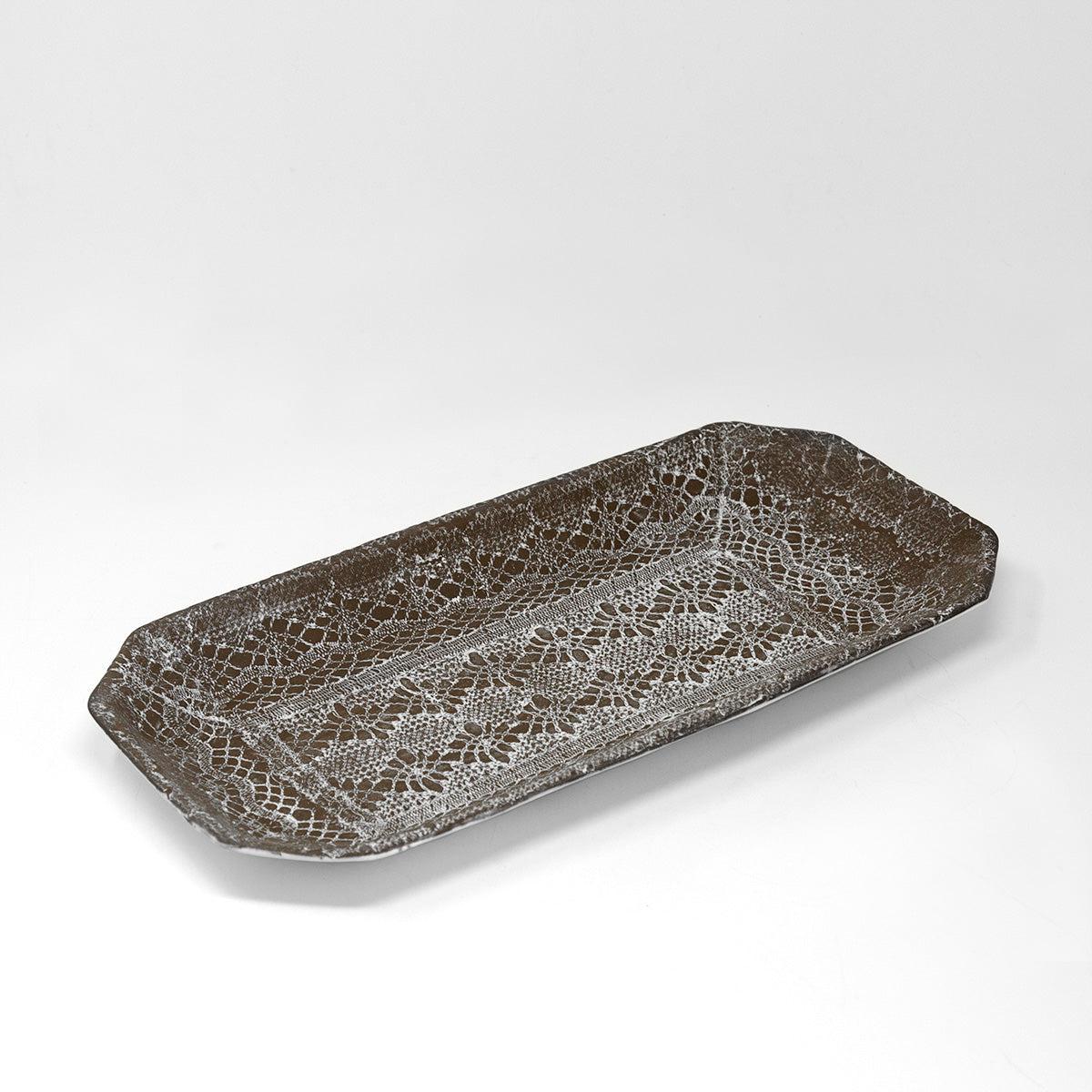 Dentelle raw clay finish platter-Fish platter (35x18x2,5cm)-CARRON-Paris