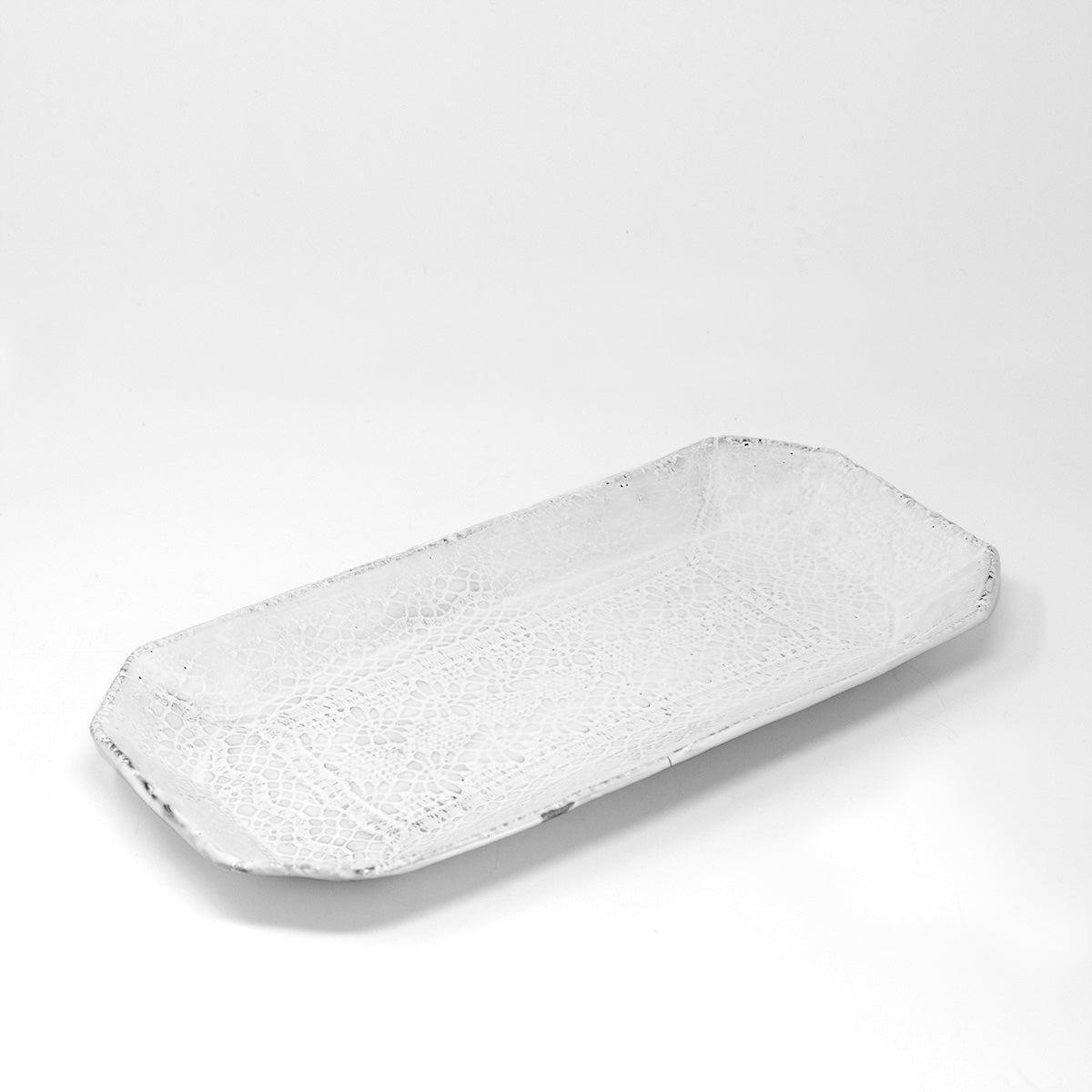 Dentelle raw clay finish platter-Fish platter (35x18x2,5cm)-CARRON-Paris