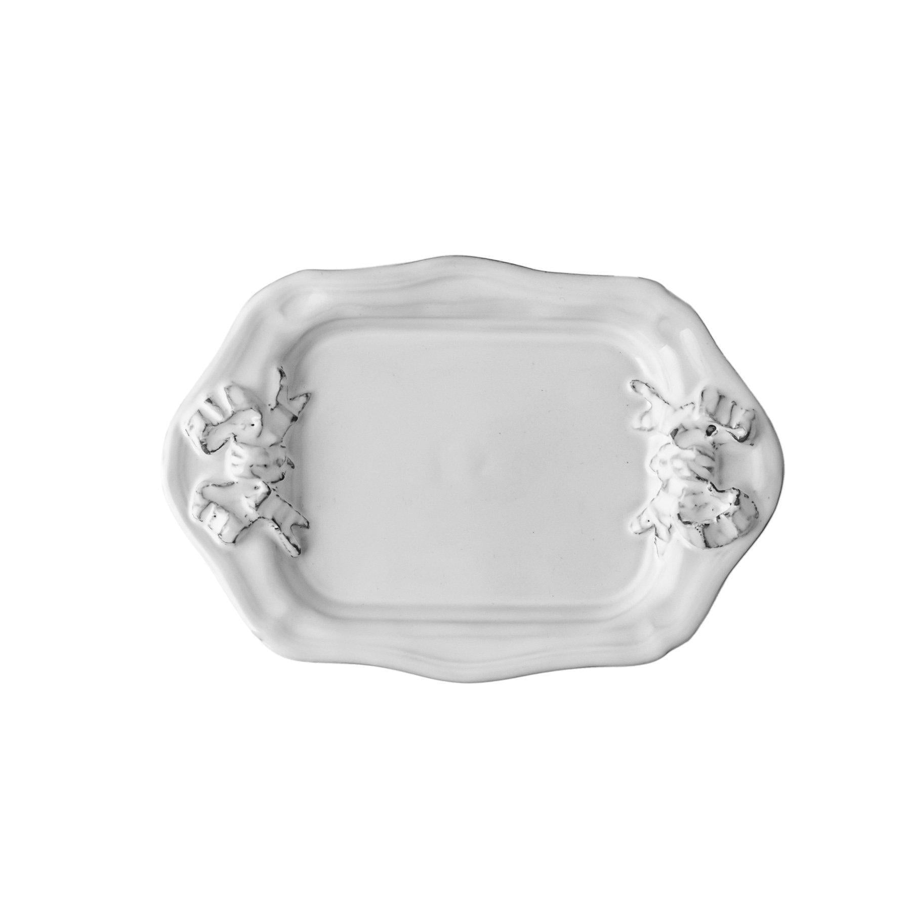 Marie-Antoinette ribbon rectangular platter-18x12x2cm-Handmade in France by CARRON