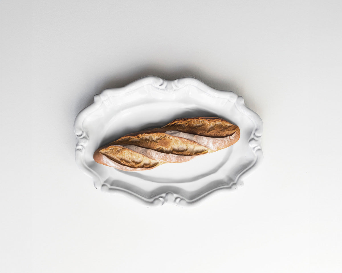 French Baguette in ceramic platter