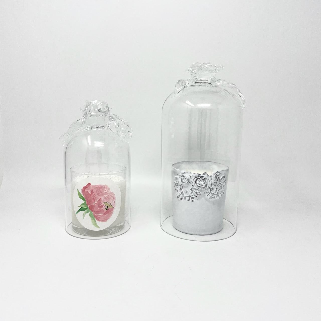 Rose-handle glass bell cloche