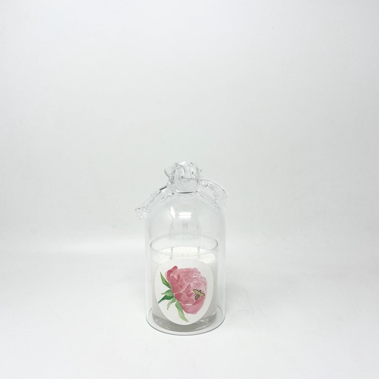 Cloche en verre ave bouton en forme de rose