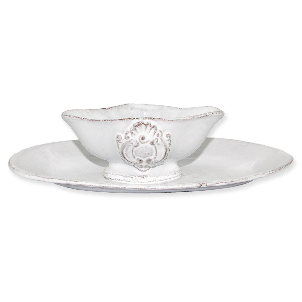 Charles gravy boat with saucer - handmade French faience by CARRON Paris