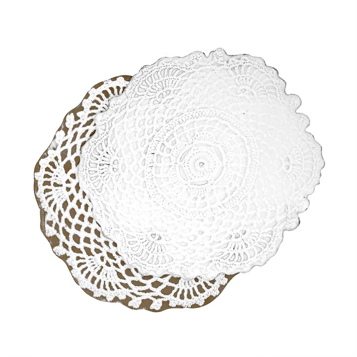 Dentelle lace coaster - handmade French faience by CARRON Paris