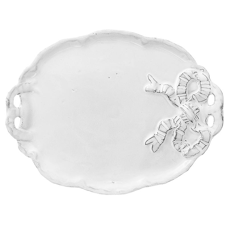 Marie-Antoinette handled platter - handmade French faience by CARRON Paris
