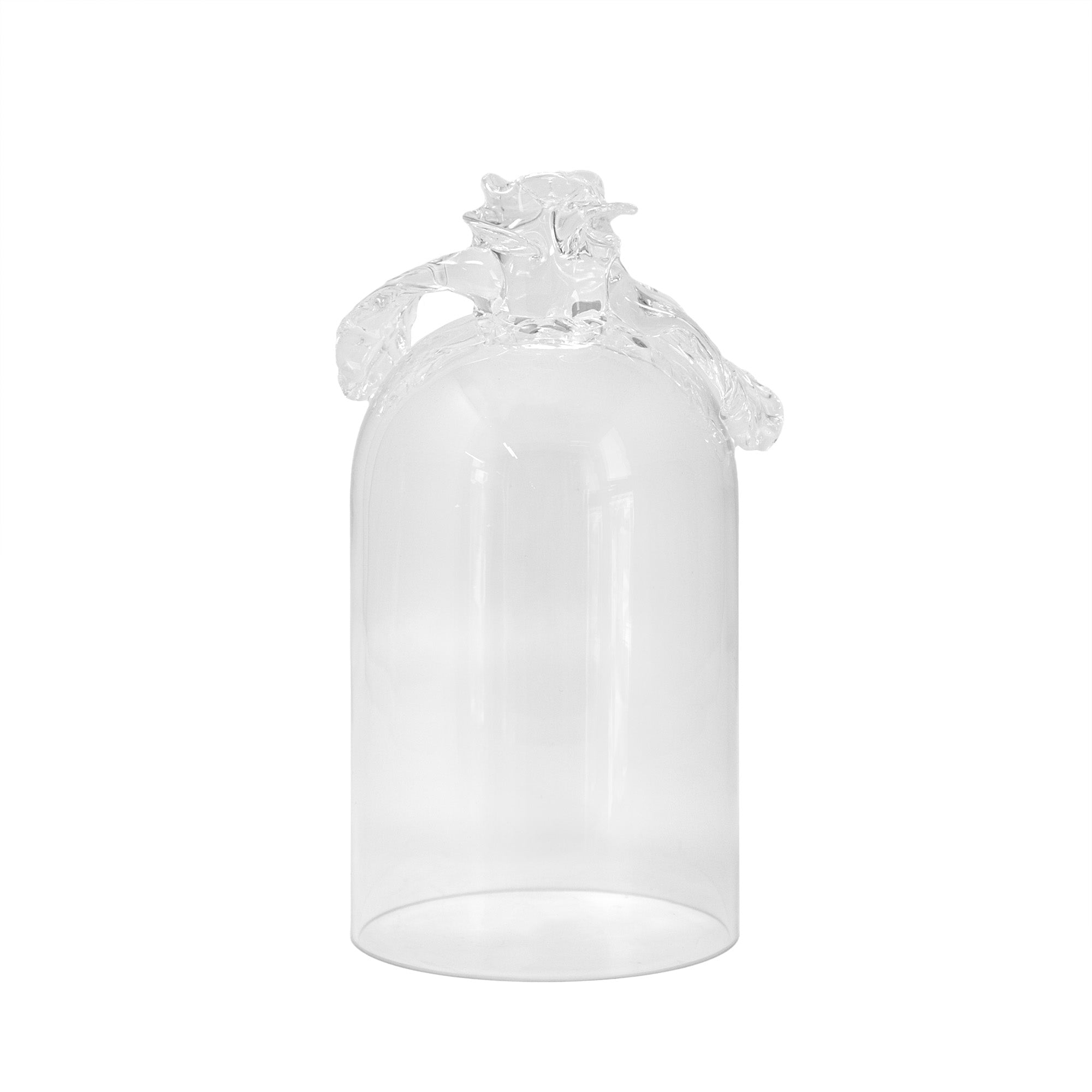 Rose-handle glass bell cloche-⌀12 H20-CARRON-Paris