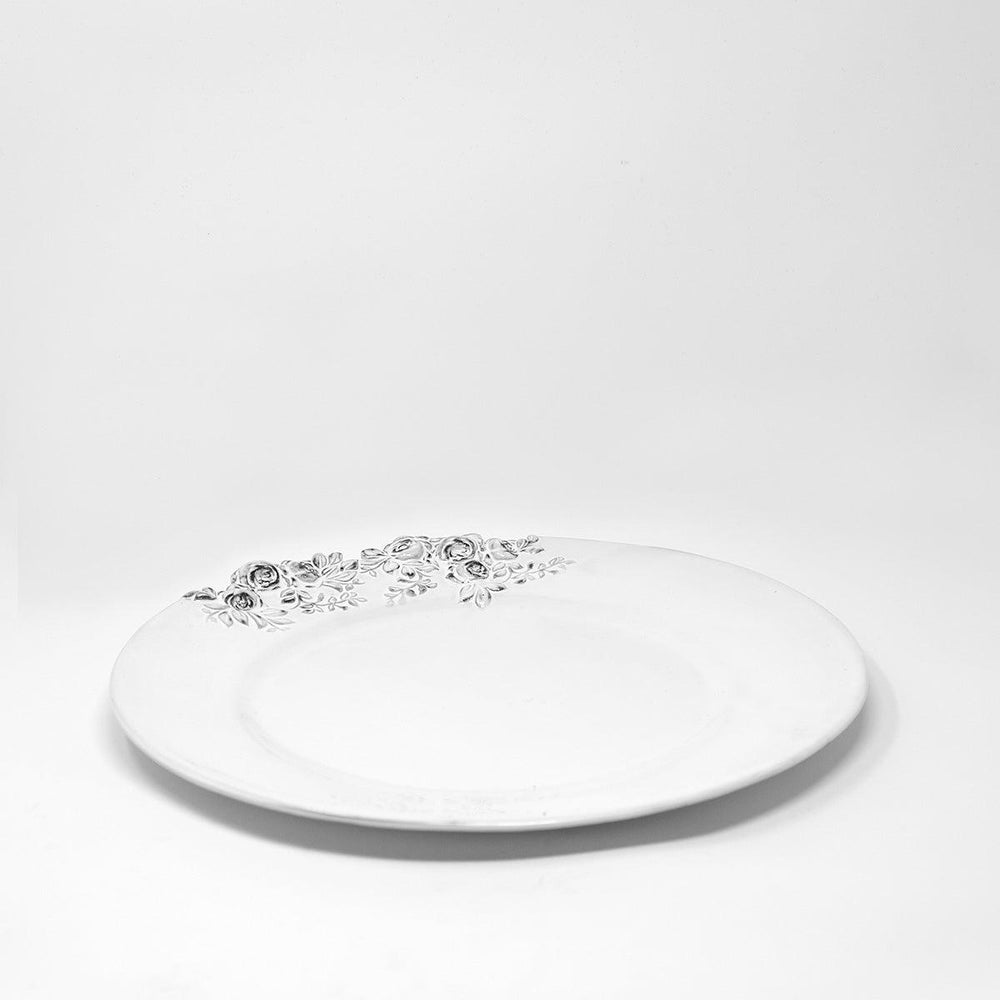 Rose ceramic plate | Handmade French earthenware plate | CARRON Paris