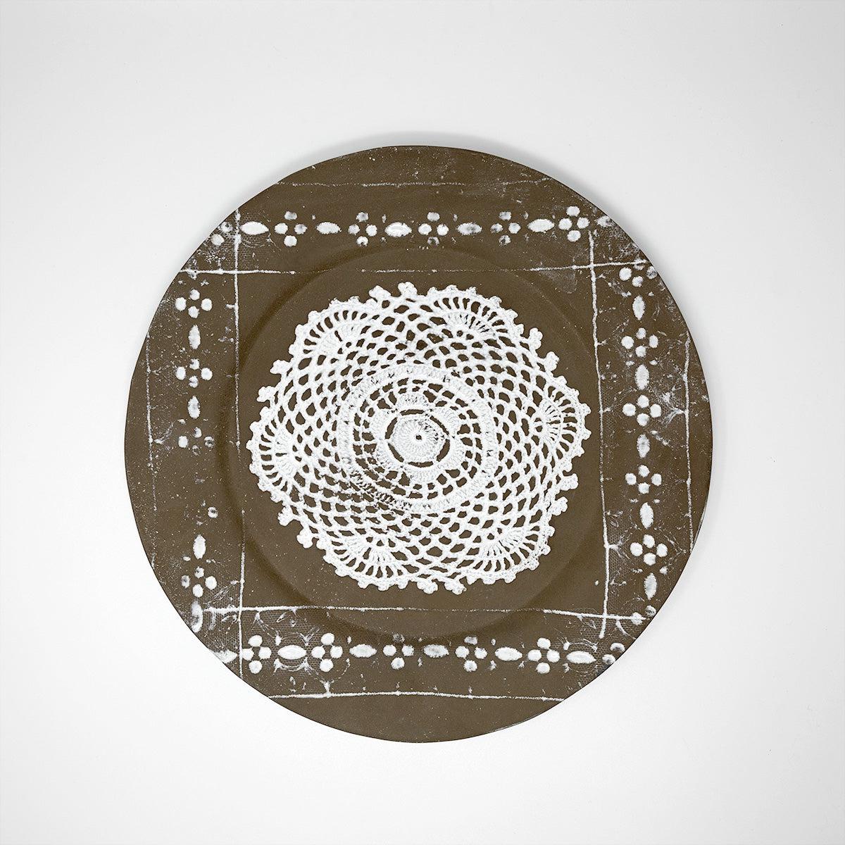 Dentelle raw clay plate-Serving plate (31x31x1,6cm)-CARRON-Paris