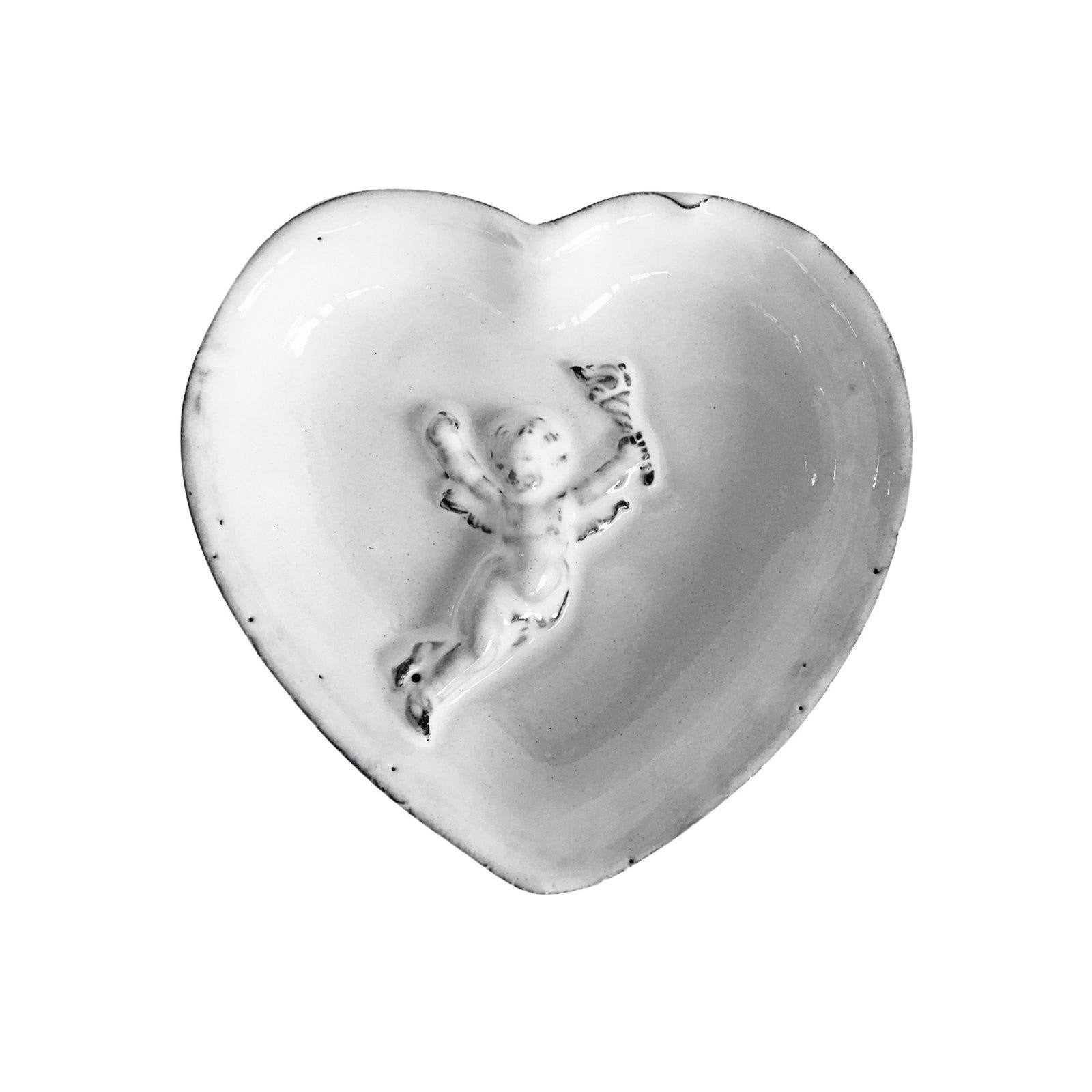 Ceramic heart-Mon Ange-10,5x10,5x1,7cm-Handmade in France by CARRON