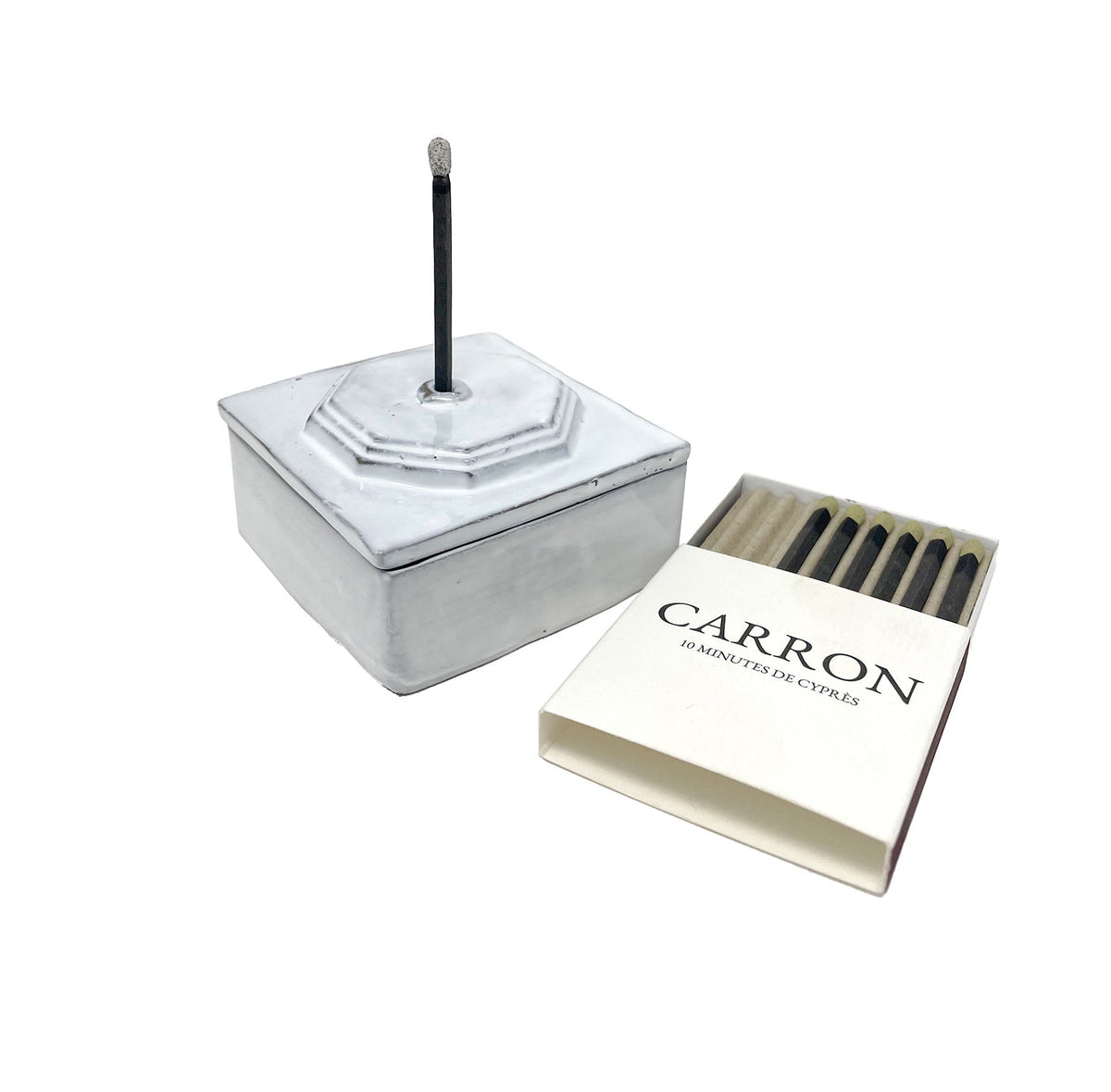 Cypress incense matches ceramic censer box CARRON Paris
