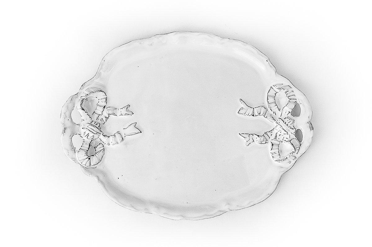 Marie-Antoinette platter with handle-L (28x21xcm)-Handmade in France by CARRON