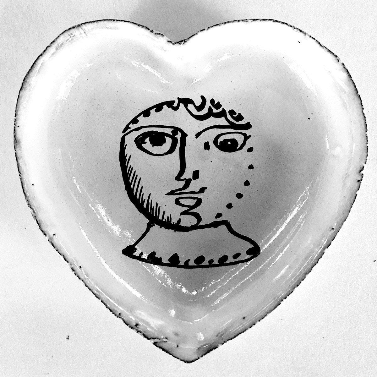 Pierre Carron ceramic heart-Le col-10,7x10,3x1,7cm-Handmade in France by CARRON