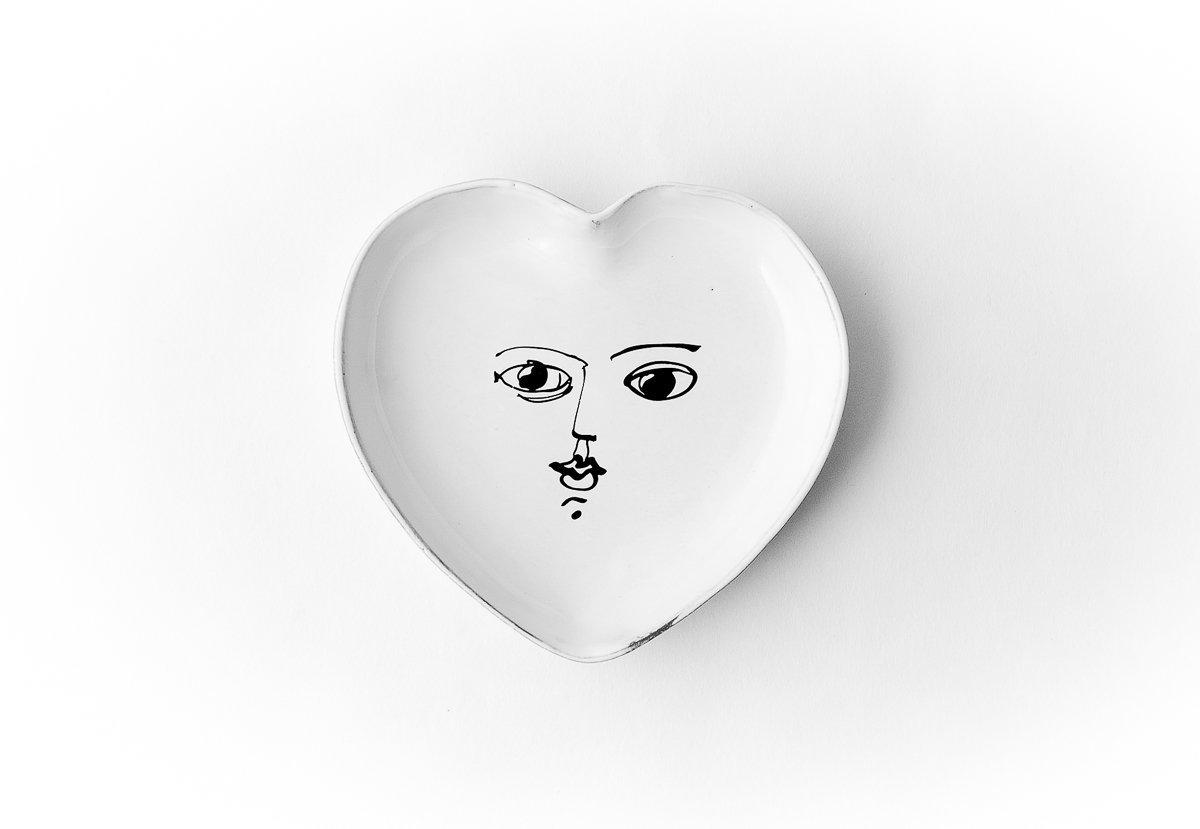 Pierre Carron ceramic heart-Moon-10,7x10,3x1,7cm-Handmade in France by CARRON